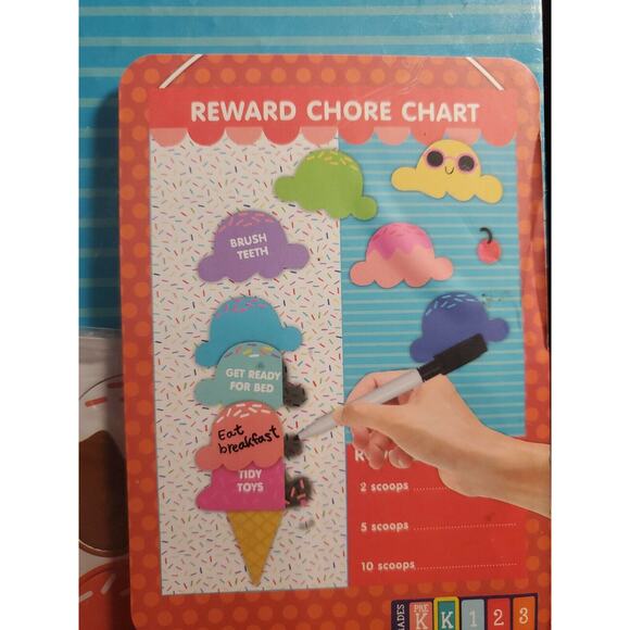 Magnetic Dry Erase Refrigerator ice cream Kid Chore Task Reward Behavior Chart - Picture 4 of 4
